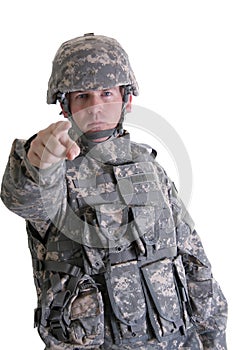 American Combat Soldier Pointing