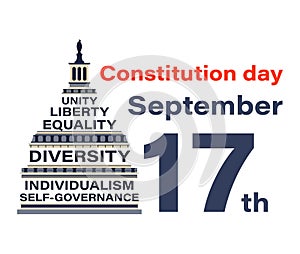 American constitution day. National USA holiday on September 17th.