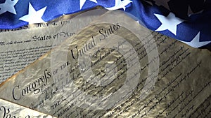 American Constitution and US Flag