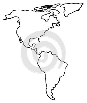 American continent line map