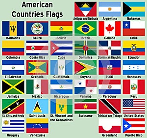 American Countries Flags