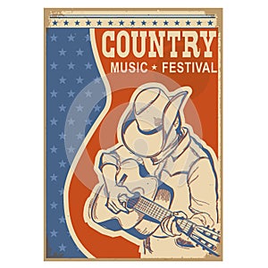 American Country music background retro poster with text