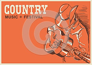 American country music festival poster with musician playing gui