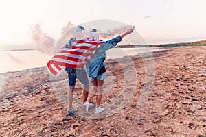 American couple with hand flare or fusee