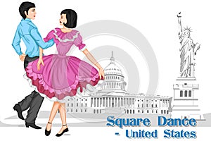 American Couple performing Square dance of United States of America