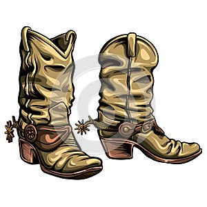 American cowboy boots vector illustration.