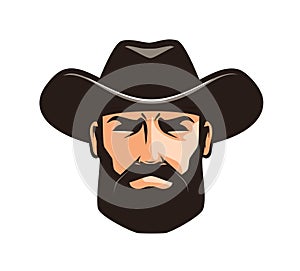 American cowboy logo or label. Sheriff, wrangler, rodeo symbol.
