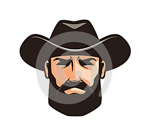 American cowboy logo or label. Sheriff, wrangler, rodeo symbol. photo