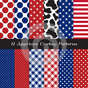 American Cowboy Seamless Vector Patterns