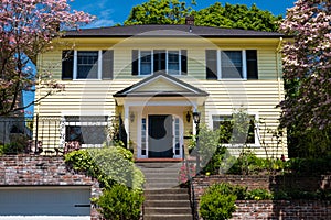 American craftsman house with clapboard construction