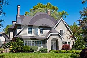 American craftsman house with clapboard construction