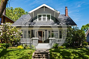 American craftsman house with clapboard construction