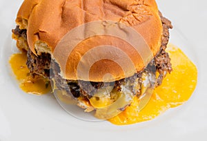 Beef hamburgers on a white plate photo