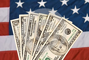 American currency and flag