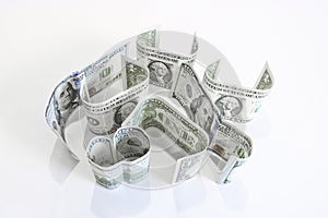 American currency - one-dollar and hundred-dollar bills stand