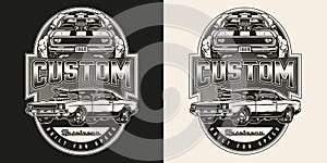 American custom car vintage label