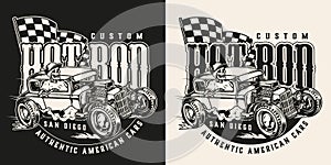 American custom car vintage monochrome logo