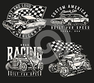 American custom cars vintage labels