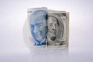 Americký dolár bankovky a líra bankovky strana podľa strana 