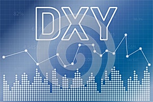 American dollar index DXY on blue finance background