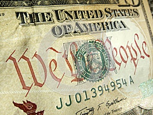 American Dollar with We The People Inscription Hig