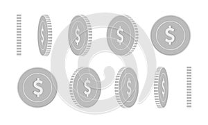 American dollar rotating coins set, animation read