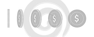 American dollar rotating coins set, animation read photo