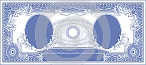 American dollar style banknote blank with two portraits blue