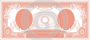American dollar style banknote blank with two portraits red