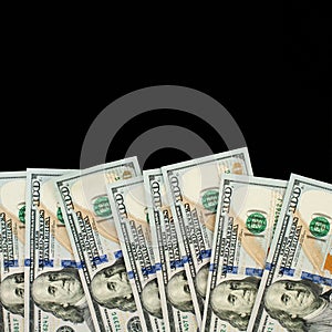 American Dollars 100 banknote bill border on black chalkboard background