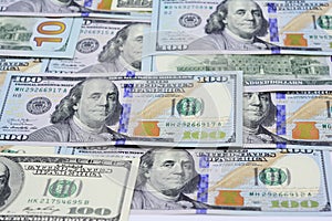 American Dollars Cash Money. One Hundred Dollar Banknotes. Currencies USD Concept