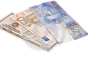 American dollars, European euro,Swiss franc currency