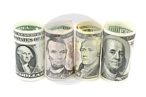 American dollars rolled up