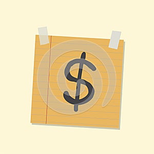 American dollars sticky note illustration