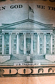 American dollars from united states treasure and federal reserve with portraits of usa presidents