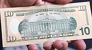 American dollars from united states treasure and federal reserve with portraits of usa presidents