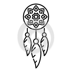 American dream catcher icon outline vector. Indian tribal