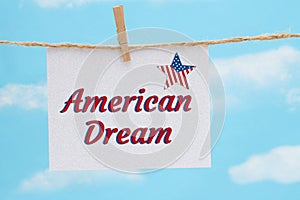 American Dream white greeting card over blue sky