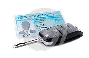 American driving license and car key