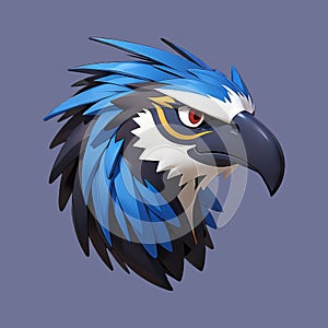 American eagle with blue eyes icon illustration