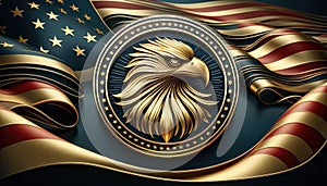 American Eagle Emblem with Flag, Patriotic Background