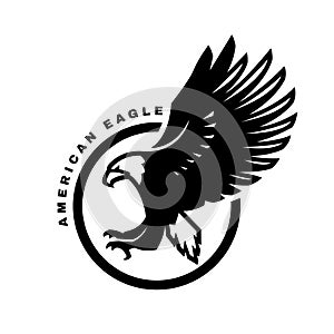 American eagle. Flying bird logo, emblem. Vector illustration.