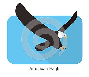 American eagle flying flat icon vector illustration