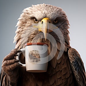 American Eagle Holding Coffee Mug: Photobashing, Unreal Engine, And Hyper-realistic Art