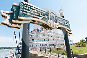 American Eagle  paddlewheel riverboat American Eagle docked at Hannibal Missouri USA