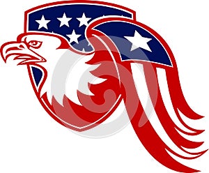 American Eagle Stars and Stripes Flag Shield Retro