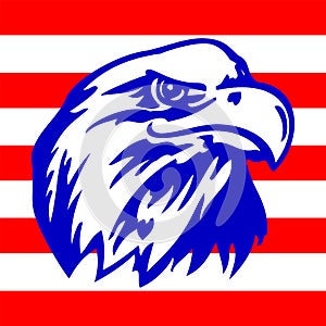 American eagle and strispe with USA flags. Vector