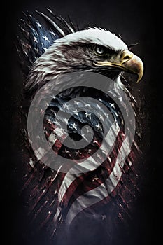 American eagle on USA flag. Generative AI