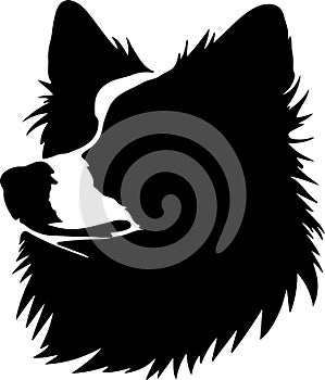 American Eskimo Dog Black Silhouette Generative Ai