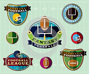 American Fantasy Football Emblems Set Illustration